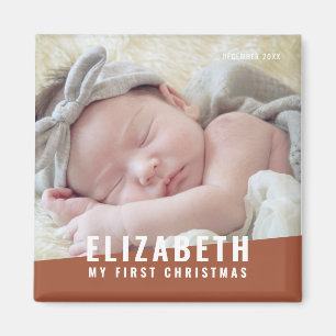 Baby's First Christmas Custom Modern Photo Year Magnet