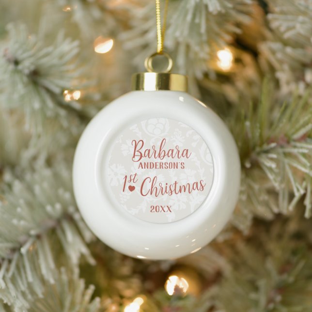 Baby's First Christmas Custom Name Ceramic Ball Christmas Ornament (Tree)