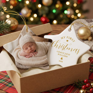 Baby's First Christmas Custom Name Keepsake  Ceramic Ornament