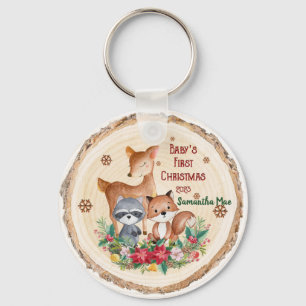 Baby's First Christmas Custom Name Keepsake Keychain