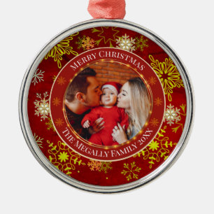 Baby's First Christmas Custom Name Photo Keepsake Metal Ornament