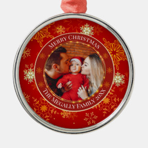 Baby's First Christmas Custom Name Photo Keepsake Metal Ornament