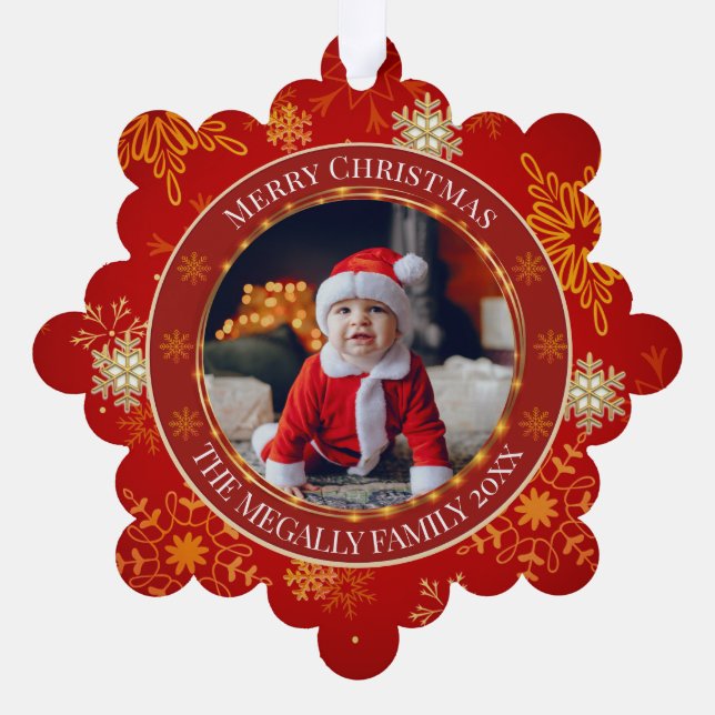 Baby's First Christmas Custom Name Photo Keepsake Ornament Card (Back)