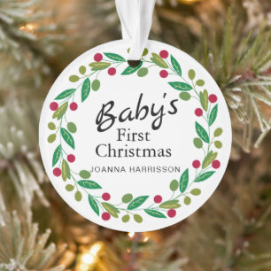 Baby's First Christmas Custom Name Photo Ornament