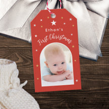 Baby's First Christmas Custom Photo Festive Red
