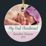 Baby's First Christmas, Custom Photo Ornament<br><div class="desc">Product Name: "Cherished Moments: Baby's First Christmas Custom Photo Ornament" Product Description: Celebrate the joyous occasion of your baby's first Christmas with the "Cherished Moments: Baby's First Christmas Custom Photo Ornament." This ornament is more than just a holiday decoration; it's a treasured keepsake that will hold a special place on...</div>