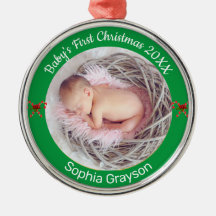 Baby's First Christmas Custom Photo Ornament
