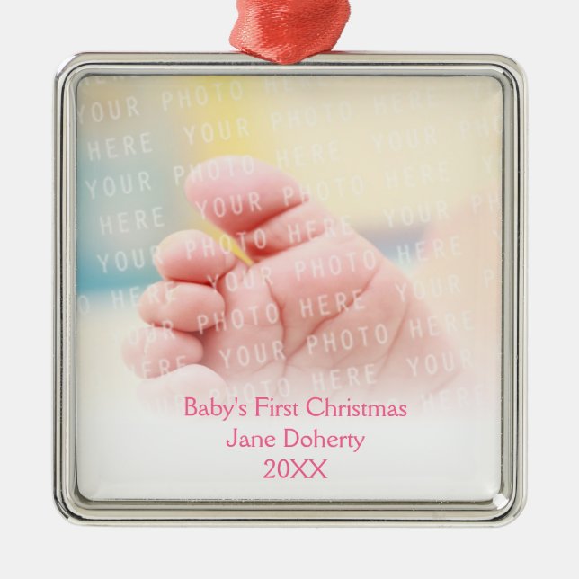 Baby's First Christmas | Customizable Metal Ornament (Front)