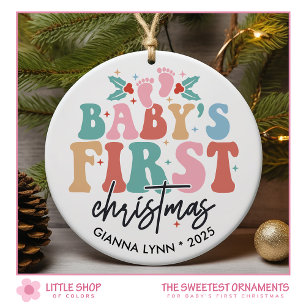 Babys First Christmas Customizable Photo Ceramic Ornament
