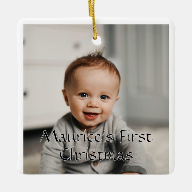Baby's first Christmas Customizable Photo Ornament (Front)