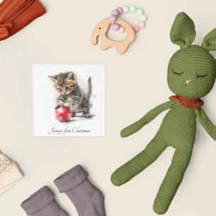 Baby's First Christmas Cute Kitten Holiday Card