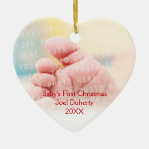 Baby's First Christmas Cute Owls Pattern Ceramic Ornament