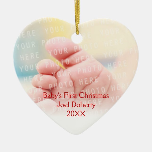 Baby's First Christmas Cute Owls Pattern Ceramic Ornament (Front)