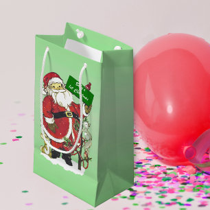 Baby's First Christmas Cute Santa Sign Small Gift Bag