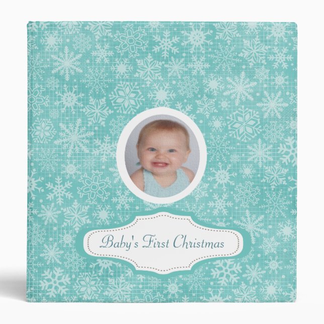 Baby's First Christmas Cute Snowflake Photo Custom Binder (Front)