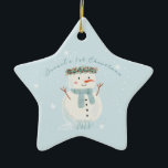 Baby's First Christmas Cute Snowman and Snowflake Ceramic Ornament<br><div class="desc">🎄 Check out our heartwarming Christmas ornament design, beautifully highlighting a hand-painted watercolor snowman amidst a dance of gentle snowflakes. There's a cozy nook for you to personalize with your baby boy's name and feature a beloved photo. It's the quintessential memento for your little one's first festive season or any...</div>