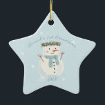 Baby's First Christmas Cute Snowman and Snowflake Ceramic Ornament<br><div class="desc">🎄 Check out our heartwarming Christmas ornament design, beautifully highlighting a hand-painted watercolor snowman amidst a dance of gentle snowflakes. There's a cozy nook for you to personalize with your baby boy's name and feature a beloved photo. It's the quintessential memento for your little one's first festive season or any...</div>