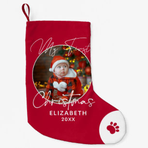 Baby's First Christmas Day Custom Name And Photo Small Christmas Stocking