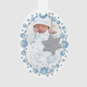 Baby's First Christmas Elegant Custom Photo Ornament