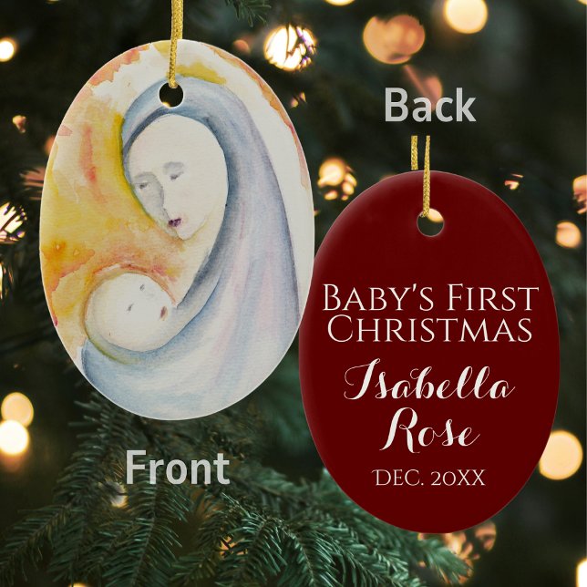 Baby's First Christmas Elegant Keepsake Ceramic Ornament (Creator Uploaded)