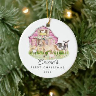 Baby's First Christmas Farm Friends Ceramic Orname Ornament