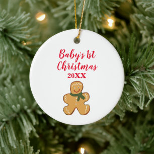 Baby's First Christmas Gingerbread Man Ceramic Ornament
