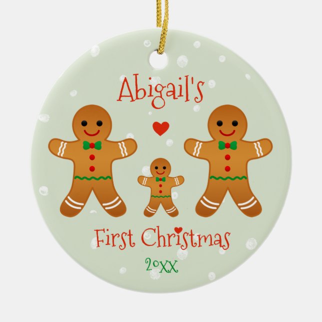Baby's First Christmas - Gingerbread Men Ceramic Ornament (Front)