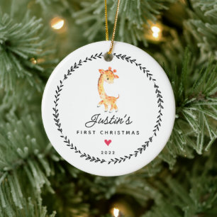 Baby's First Christmas giraffe Ceramic Ornament