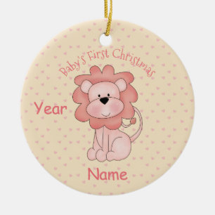 Baby's First Christmas (girl - Lion) Ceramic Ornament
