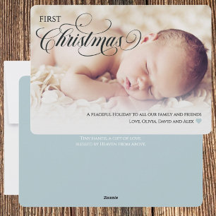 Baby's First Christmas Heart Flat Holiday Card