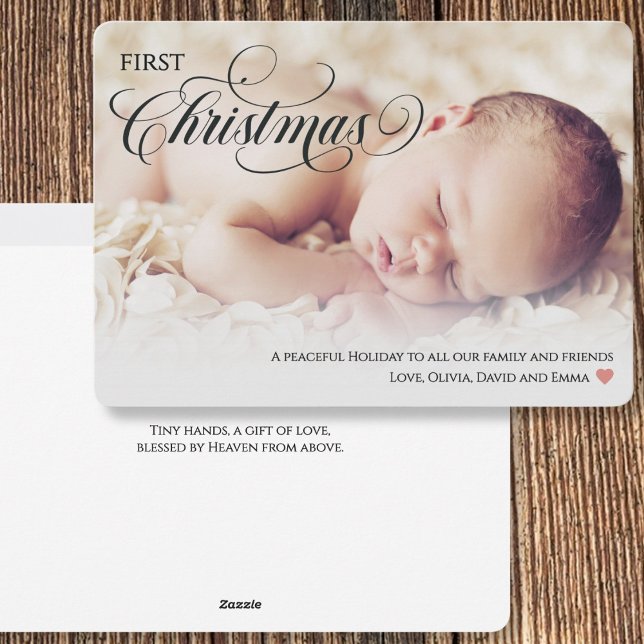 Baby's First Christmas Heart Flat Holiday Card (Creator Uploaded)