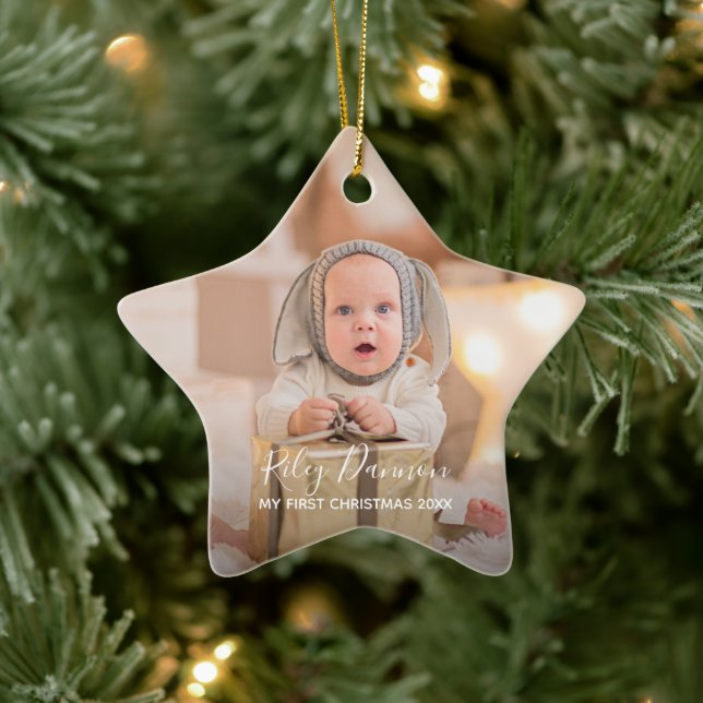 Baby's First Christmas Holiday Star Ceramic Ornament (Tree)