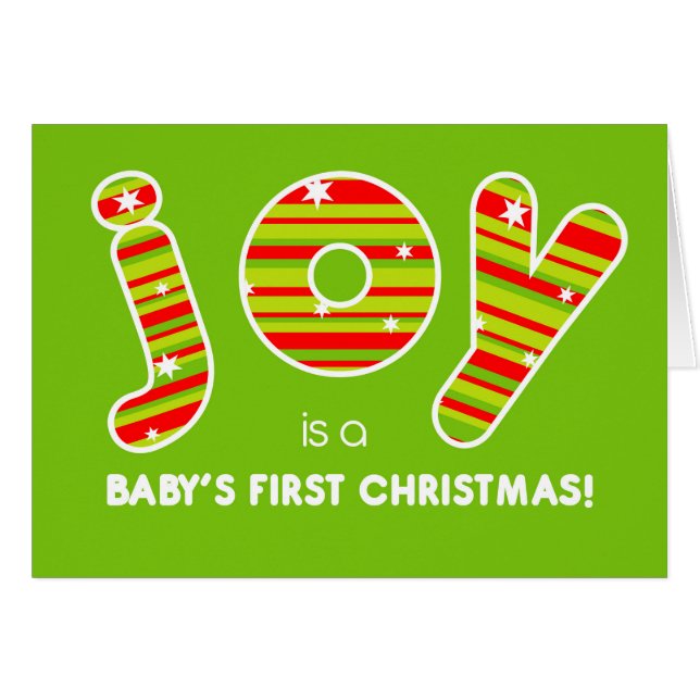 Baby's First Christmas JOY Red & Green Stripes (Front Horizontal)