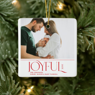 Babys First Christmas Joyful Birth Announcement Ceramic Ornament