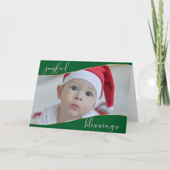 Baby's First Christmas Joyful - YOUR BABY'S PHOTO Card (Front)