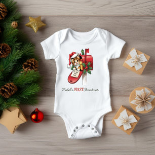 Baby's First Christmas Kitten Mailbox  Baby Bodysuit