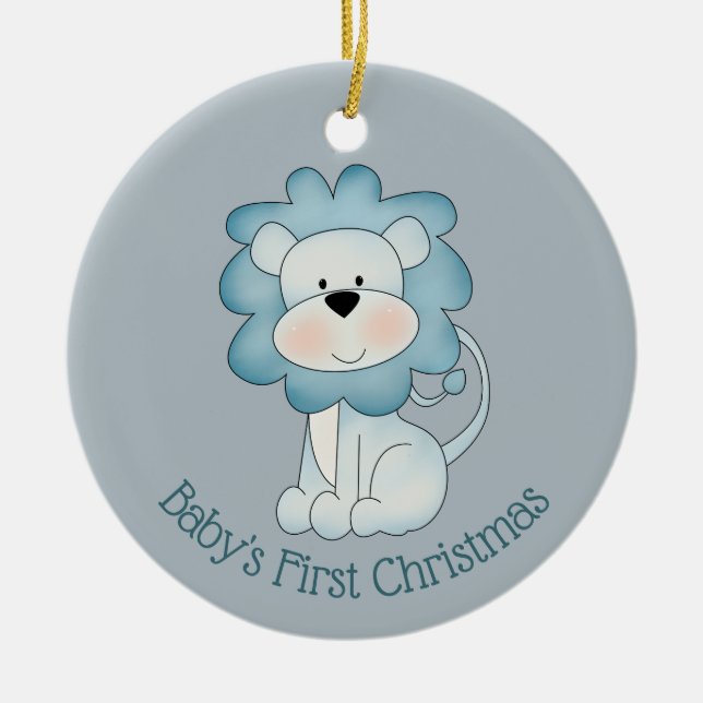 Baby's First Christmas - Lion  (baby boy) Ceramic Ornament (Front)