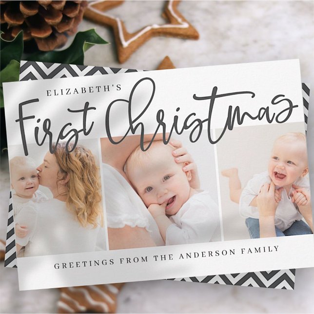 Baby's First Christmas Modern Simple Chic Photo Holiday Card (Creator Uploaded)