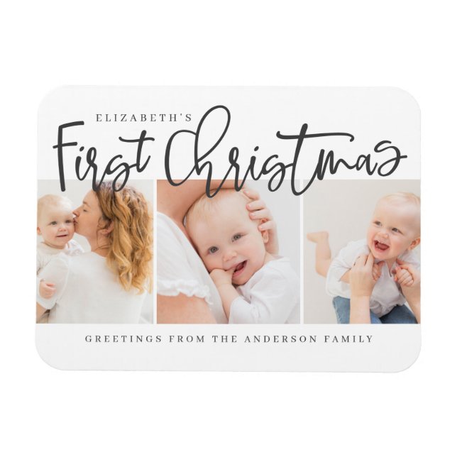 Baby's First Christmas Modern Simple Chic Photo Magnet (Horizontal)
