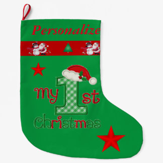 Baby's First Christmas - name customized - Large Christmas Stocking