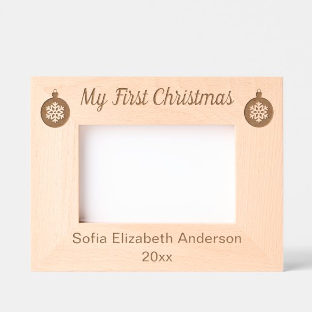 Baby's First Christmas & Name Year Ornaments Etched Frames (Front)