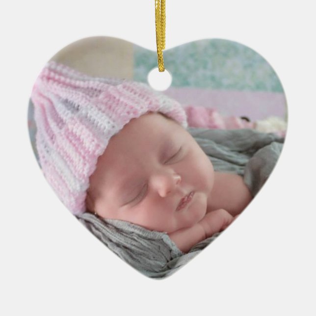 Baby's First Christmas Newborn Photo Keepsake Ceramic Ornament (Front)