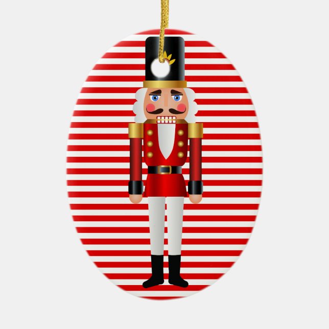 Baby's First Christmas Nutcracker Personalize Ceramic Ornament (Front)