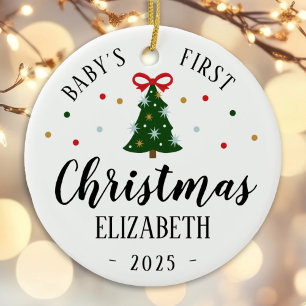 Baby's first christmas ornament 2025 red and green