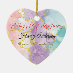 Baby's first Christmas Ornament back custom photo 