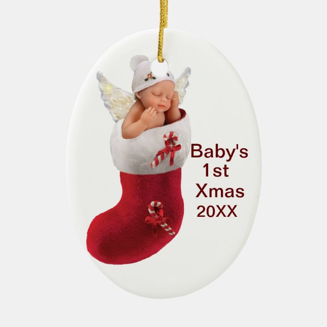 babys first christmas ornament - customizable (Front)