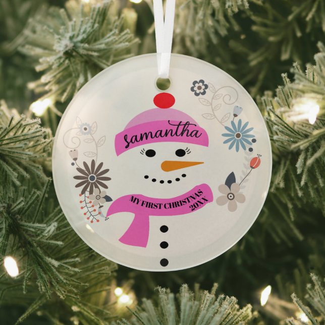 Baby's First Christmas Ornament, Personalized Glass Ornament (Insitu)