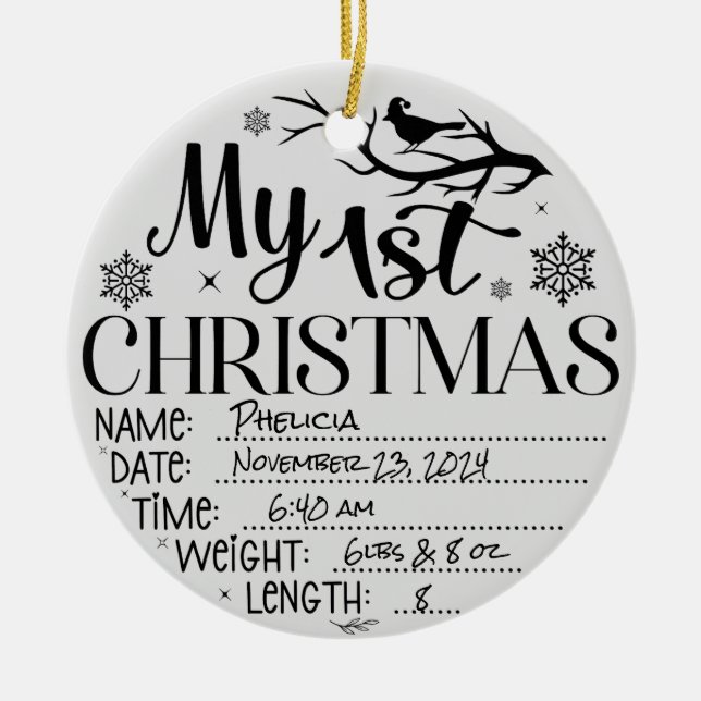 Baby's First Christmas Ornament - Personalized Kee (Front)