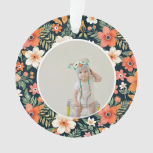  Baby's First Christmas Ornament Photo Floral
