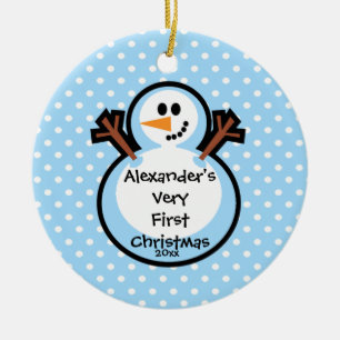 Baby's First Christmas Ornament Snowman Boy